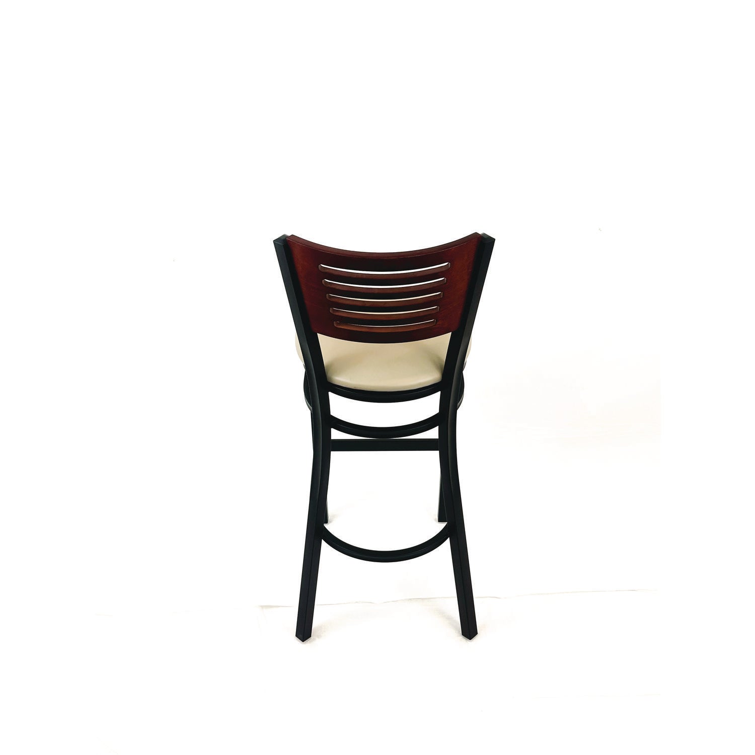 JMC Furniture Jones River Series Barstool, Supports Up to 300 lb, 28.5" Seat Height, Taupe Seat, Dark Mahogany Back, Black Base