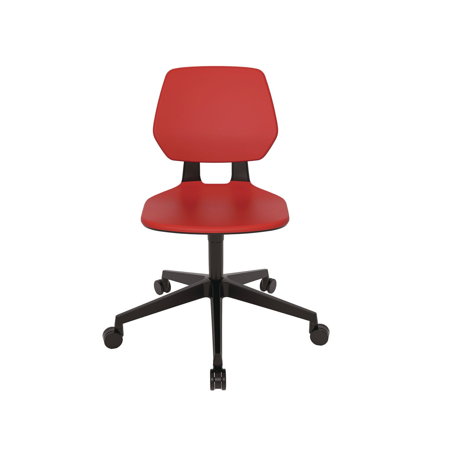 Safco® Commute Task Chair, Supports Up to 275 lbs, 18.25" to 22.25" Seat Height, Red Seat, Red Back, Black Base