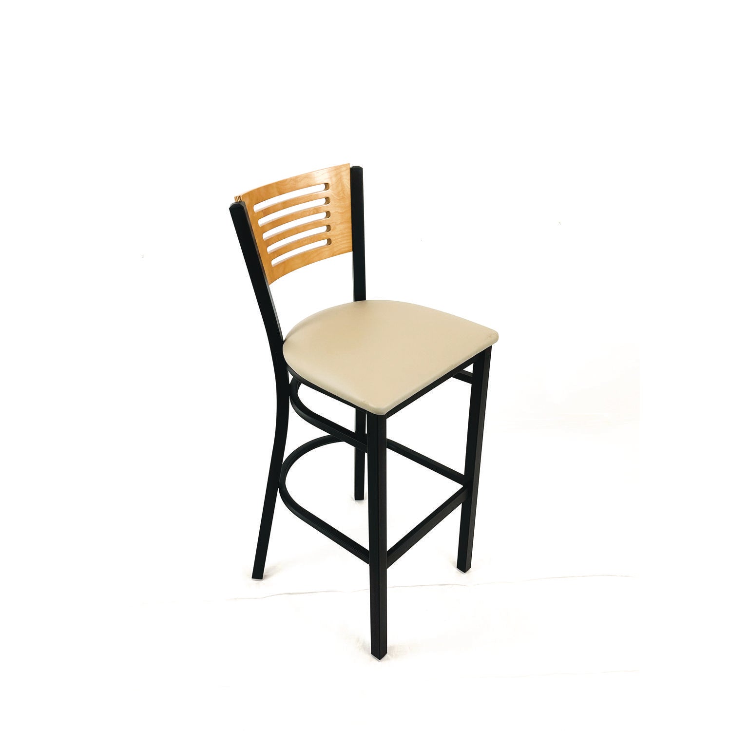 JMC Furniture Jones River Series Barstool, Supports Up to 300 lb, 28.5" Seat Height, Taupe Seat, Natural Back, Black Base