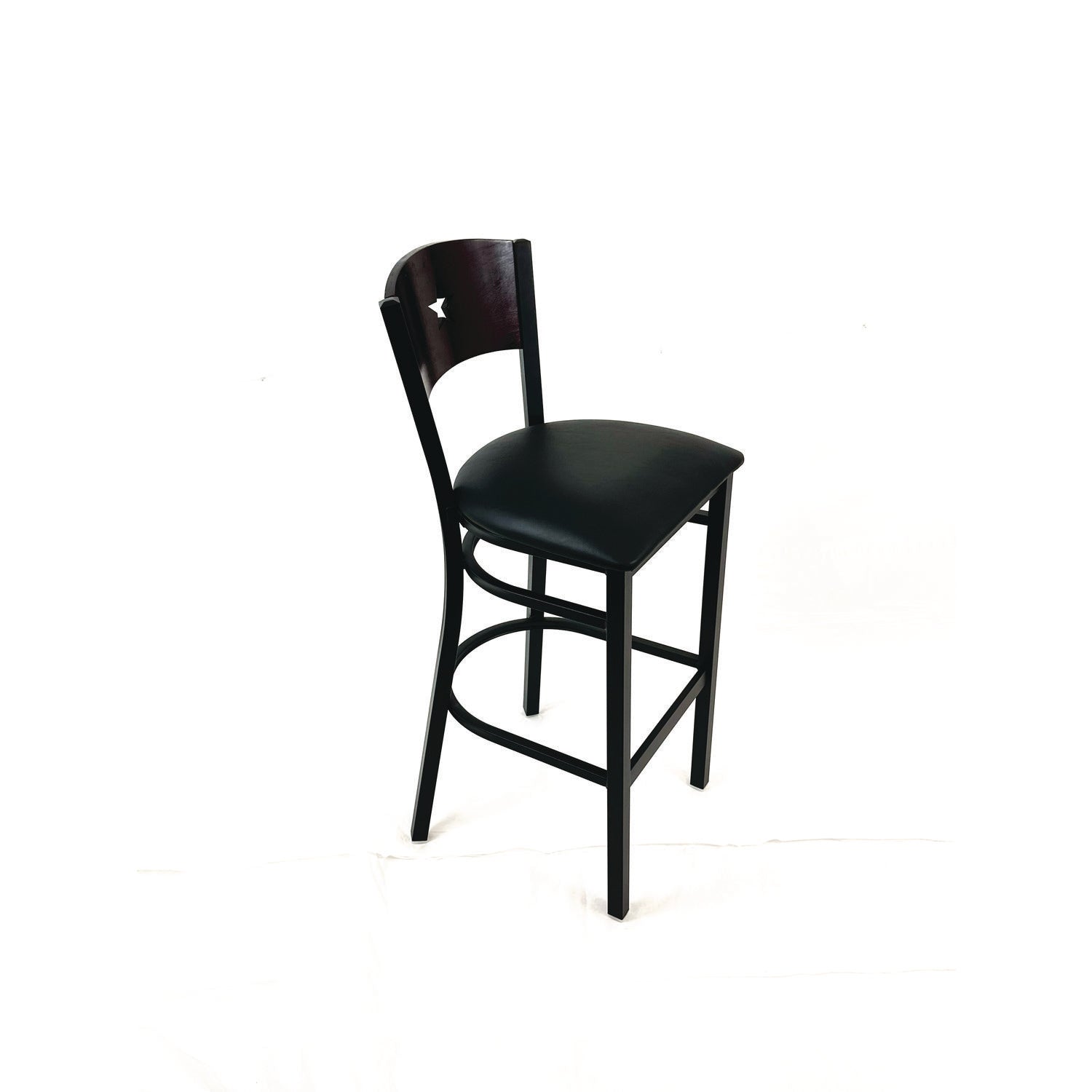 JMC Furniture Liberty Series Barstool, Supports Up to 300 lb, 28.5" Seat Height, Black Seat, Dark Mahogany Back, Black Base - Bloom Skins
