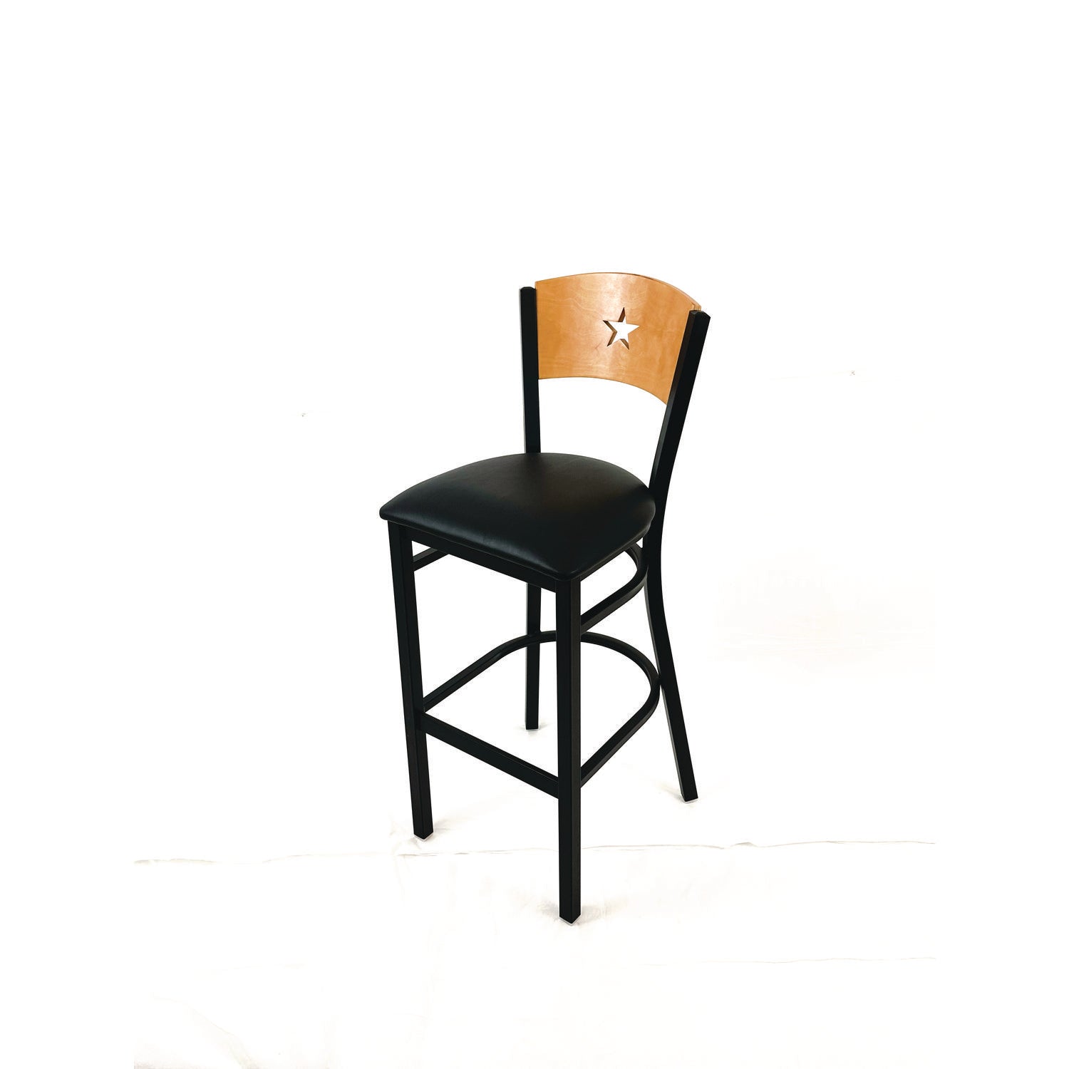 JMC Furniture Liberty Series Barstool, Supports Up to 300 lb, 28.5" Seat Height, Black Seat, Natural Back, Black Base - Bloom Skins