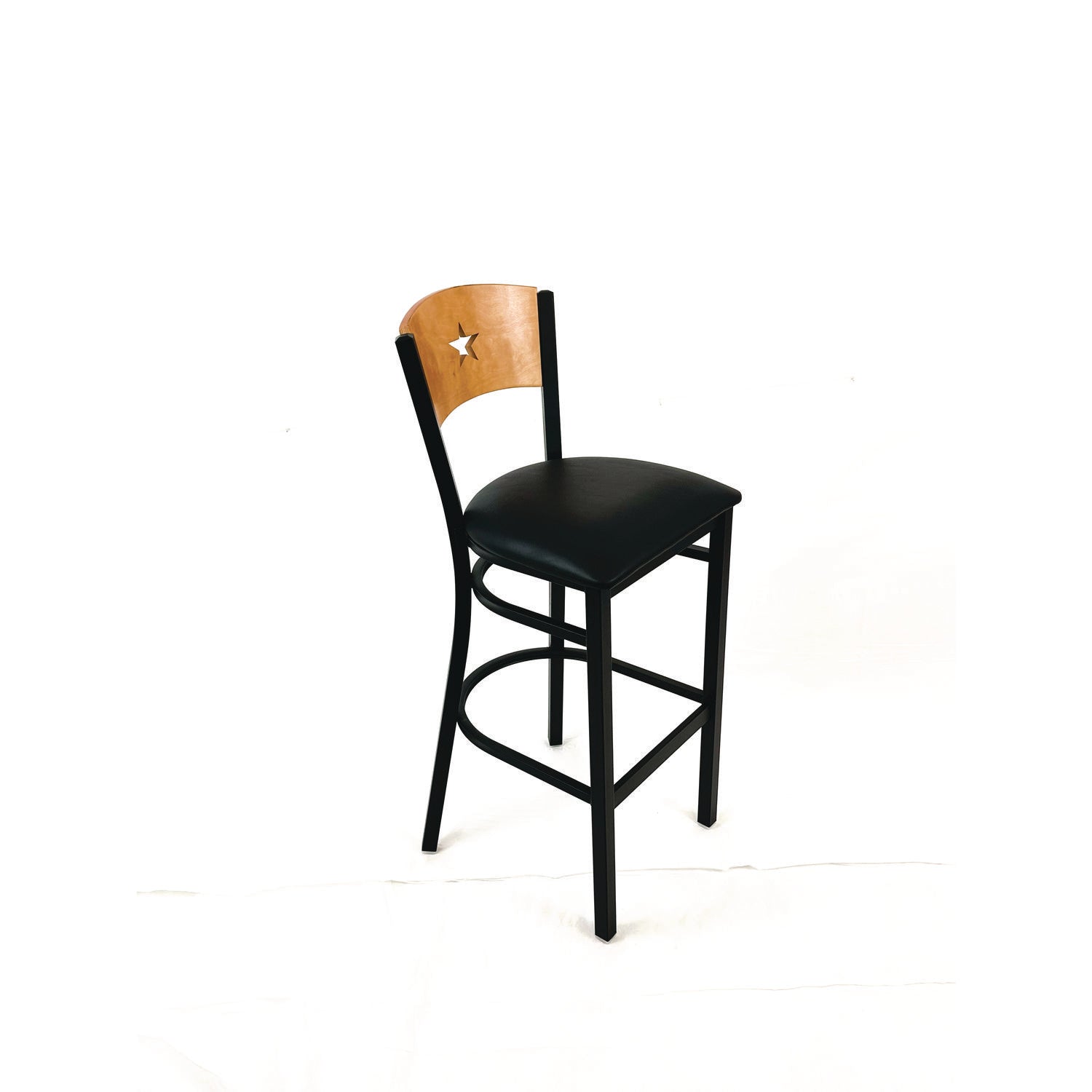 JMC Furniture Liberty Series Barstool, Supports Up to 300 lb, 28.5" Seat Height, Black Seat, Natural Back, Black Base - Bloom Skins