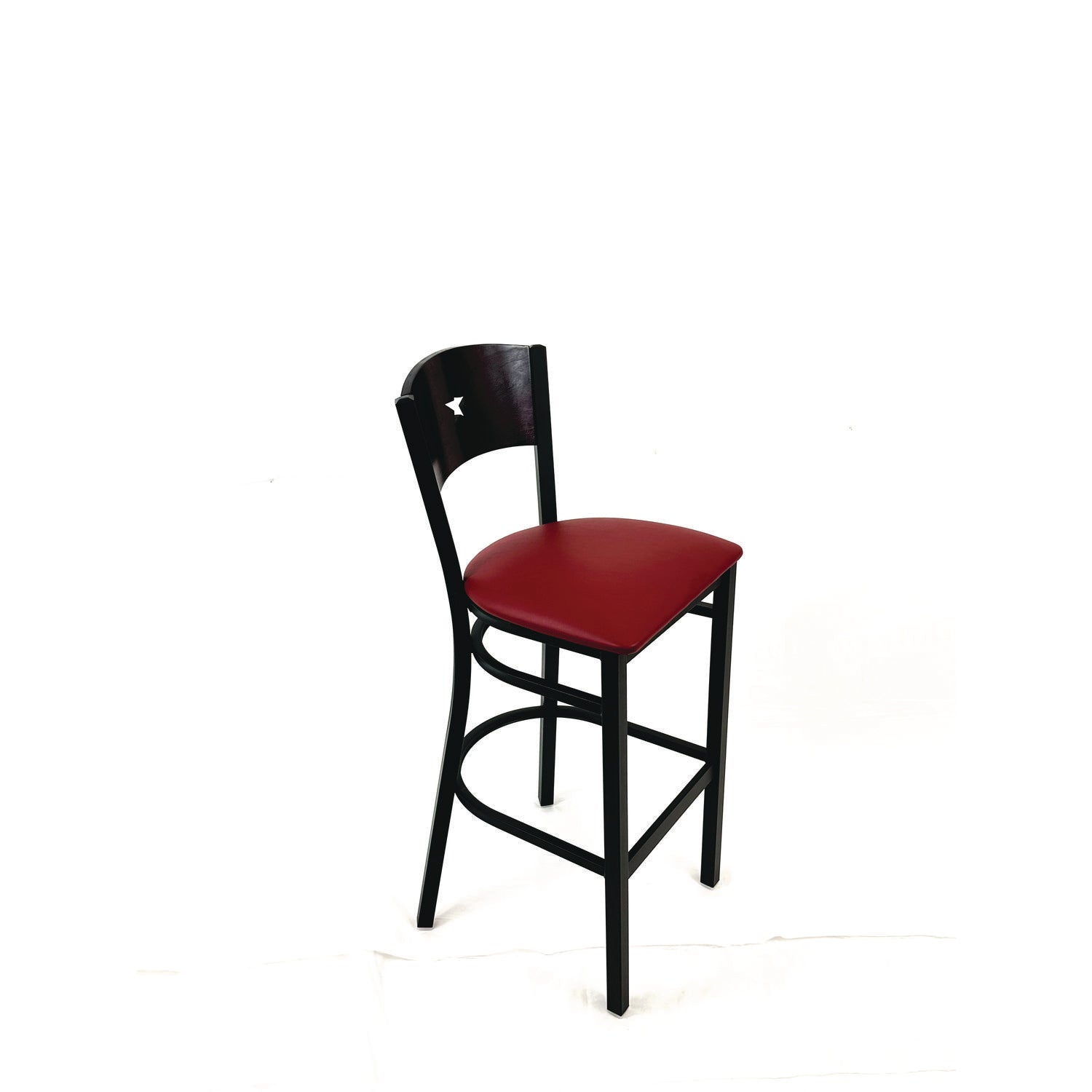 JMC Furniture Liberty Series Barstool, Supports Up to 300 lb, 28.5" Seat Height, Burgundy Seat, Dark Mahogany Back, Black Base - Bloom Skins