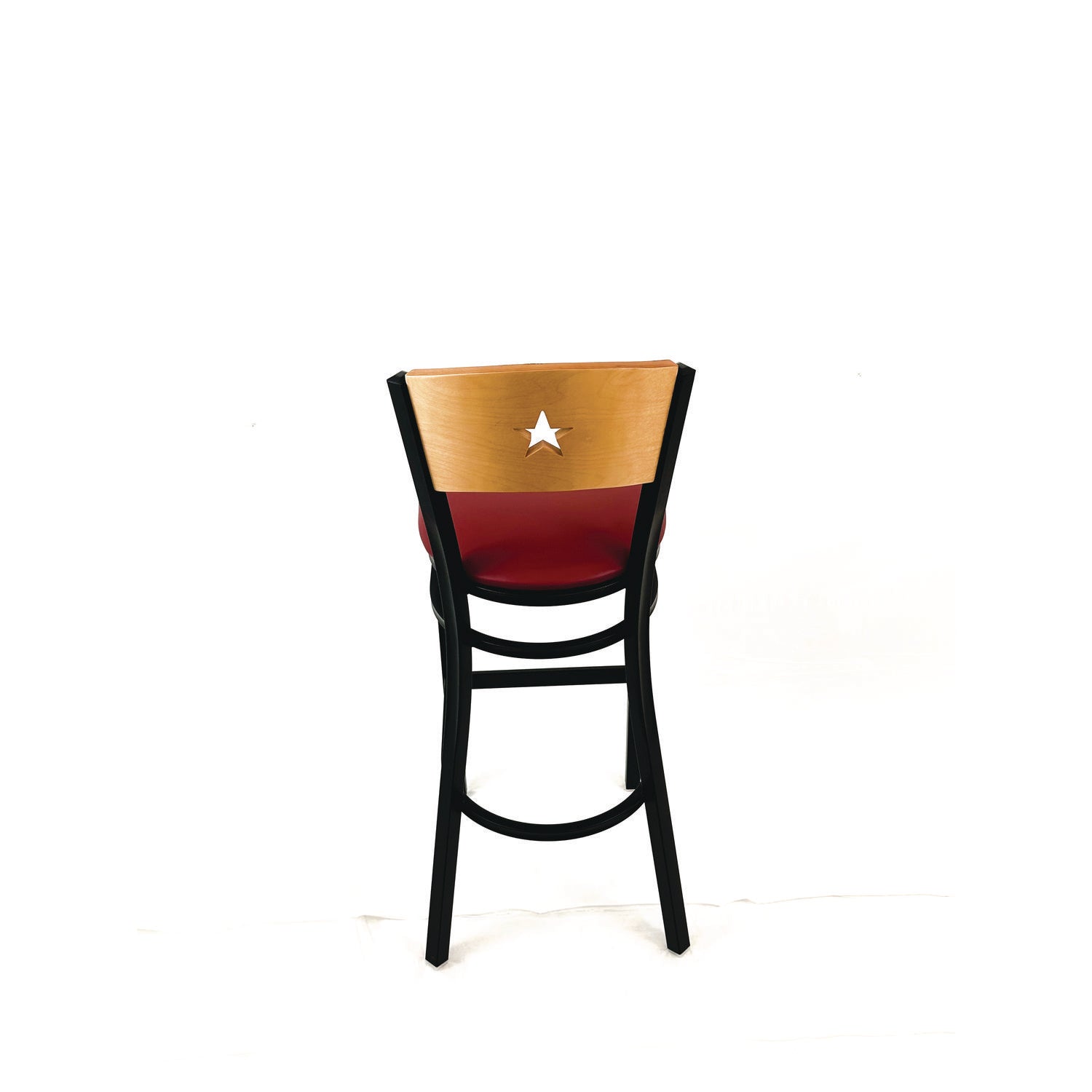 JMC Furniture Liberty Series Barstool, Supports Up to 300 lb, 28.5" Seat Height, Burgundy Seat, Natural Back, Black Base - Bloom Skins