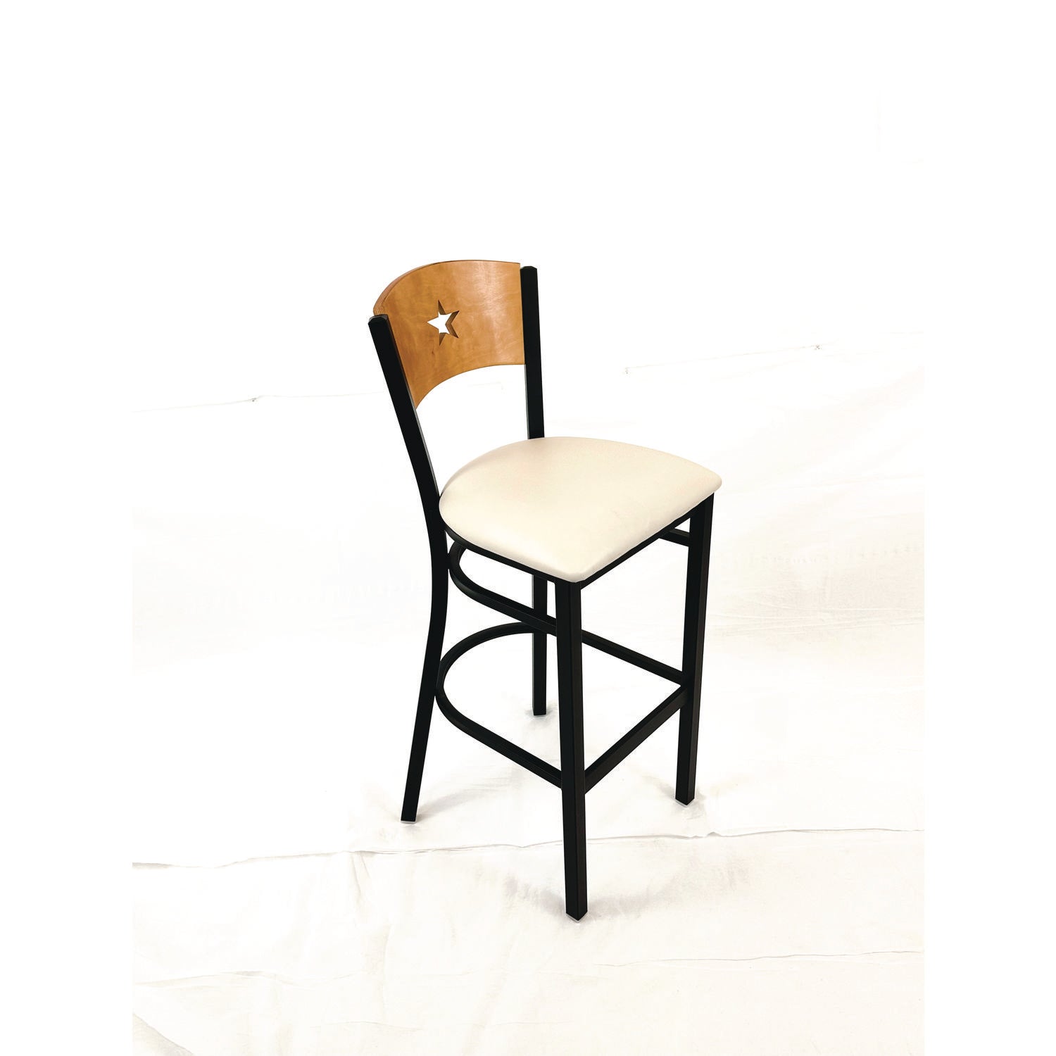 JMC Furniture Liberty Series Barstool, Supports Up to 300 lb, 28.5" Seat Height, Cream Seat, Natural Back, Black Base