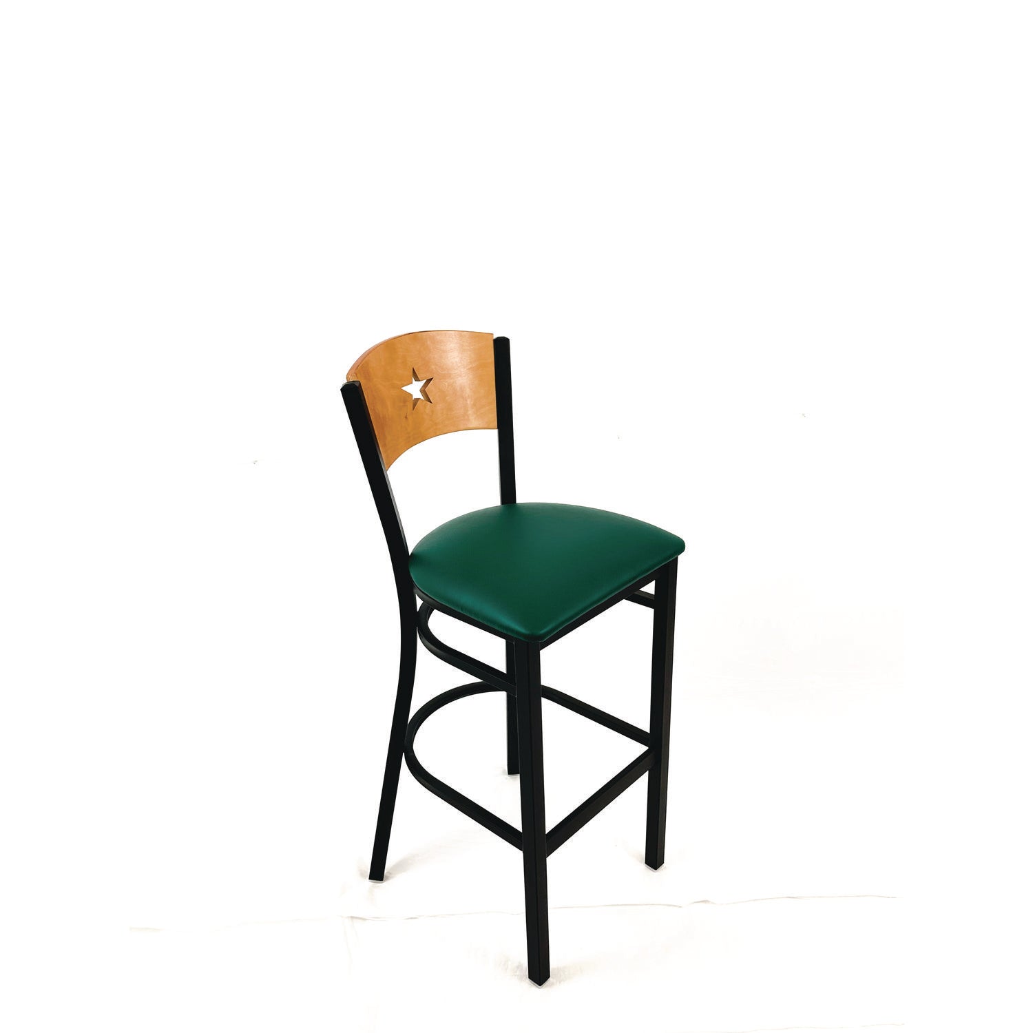 JMC Furniture Liberty Series Barstool, Supports Up to 300 lb, 28.5" Seat Height, Green Seat, Natural Back, Black Base