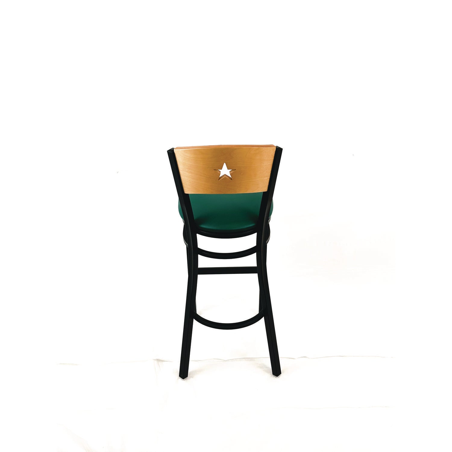 JMC Furniture Liberty Series Barstool, Supports Up to 300 lb, 28.5" Seat Height, Green Seat, Natural Back, Black Base