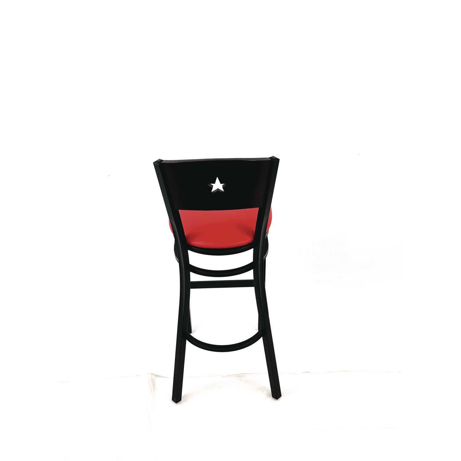 JMC Furniture Liberty Series Barstool, Supports Up to 300 lb, 28.5" Seat Height, Red Seat, Dark Mahogany Back, Black Base