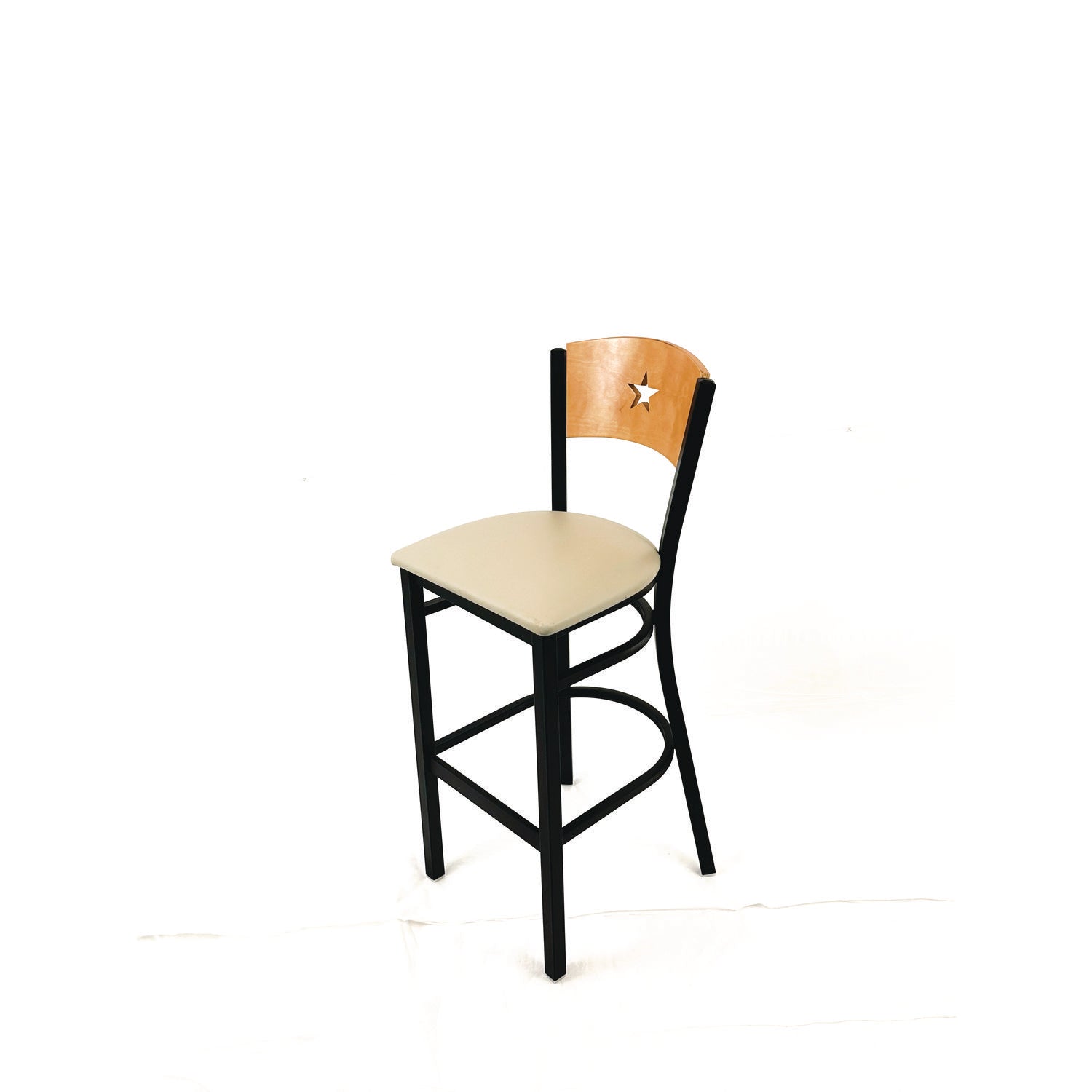 JMC Furniture Liberty Series Barstool, Supports Up to 300 lb, 28.5" Seat Height, Taupe Seat, Natural Back, Black Base - Bloom Skins