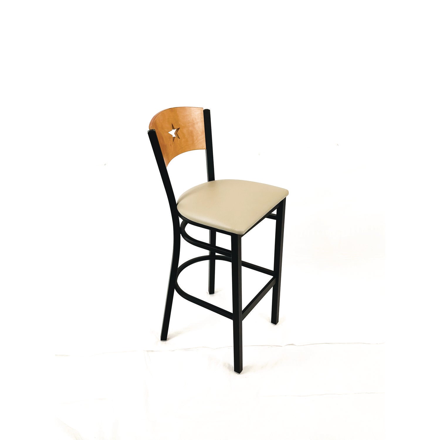 JMC Furniture Liberty Series Barstool, Supports Up to 300 lb, 28.5" Seat Height, Taupe Seat, Natural Back, Black Base - Bloom Skins