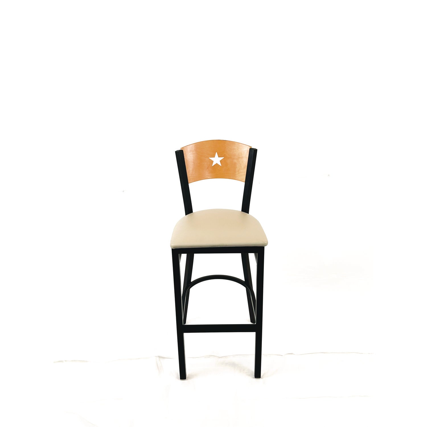 JMC Furniture Liberty Series Barstool, Supports Up to 300 lb, 28.5" Seat Height, Taupe Seat, Natural Back, Black Base - Bloom Skins