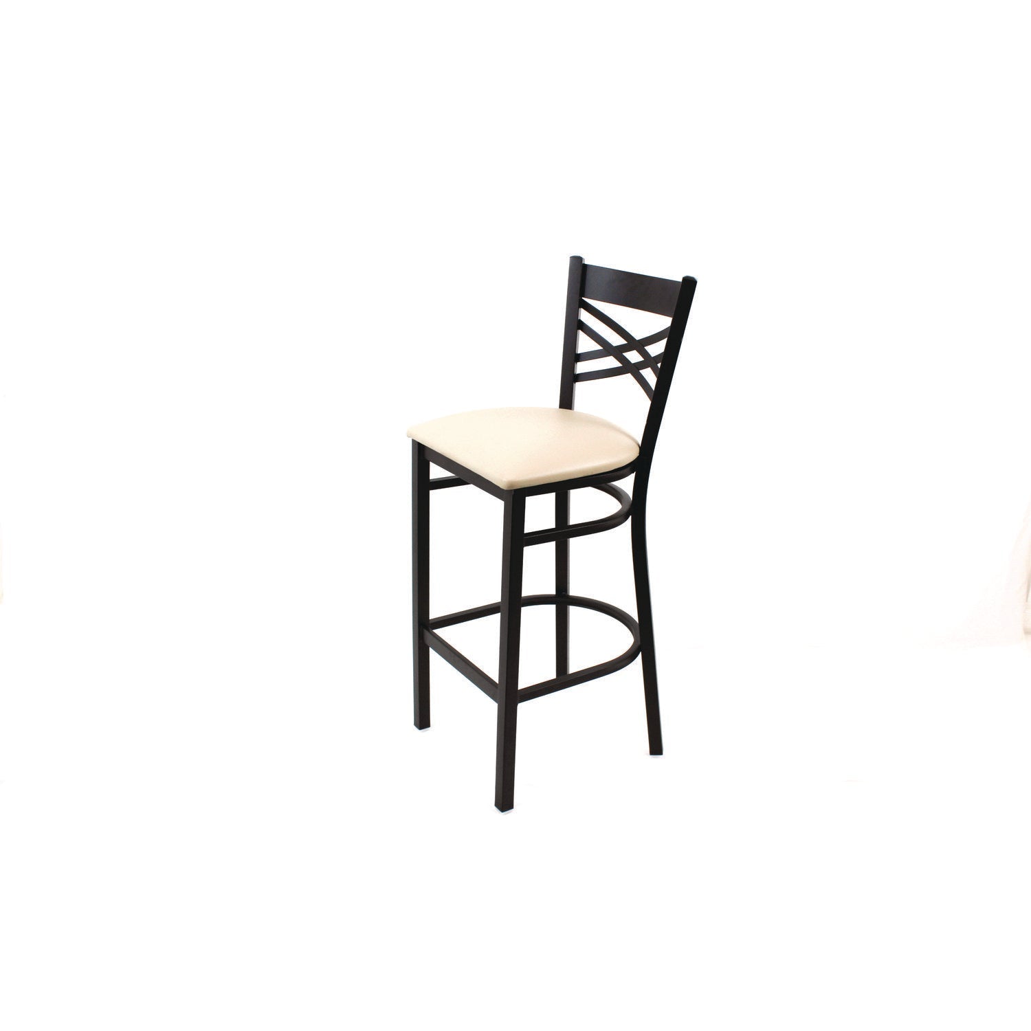 JMC Furniture X Series Barstool, Supports Up to 300 lb, 29.5" Seat Height, Cream Seat, Black Back, Black Base