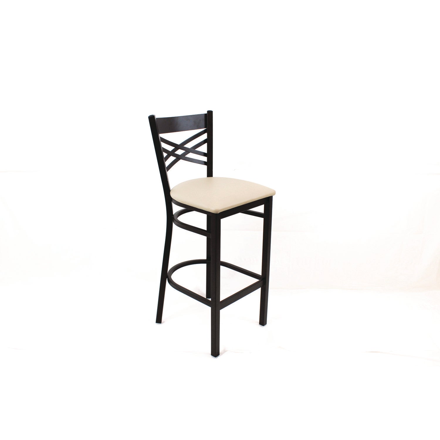 JMC Furniture X Series Barstool, Supports Up to 300 lb, 29.5" Seat Height, Cream Seat, Black Back, Black Base