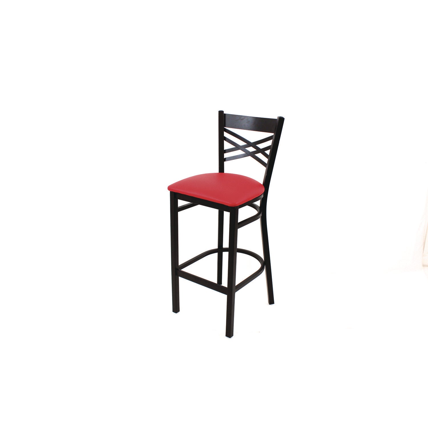JMC Furniture X Series Barstool, Supports Up to 300 lb, 29.5" Seat Height, Red Seat, Black Back, Black Base