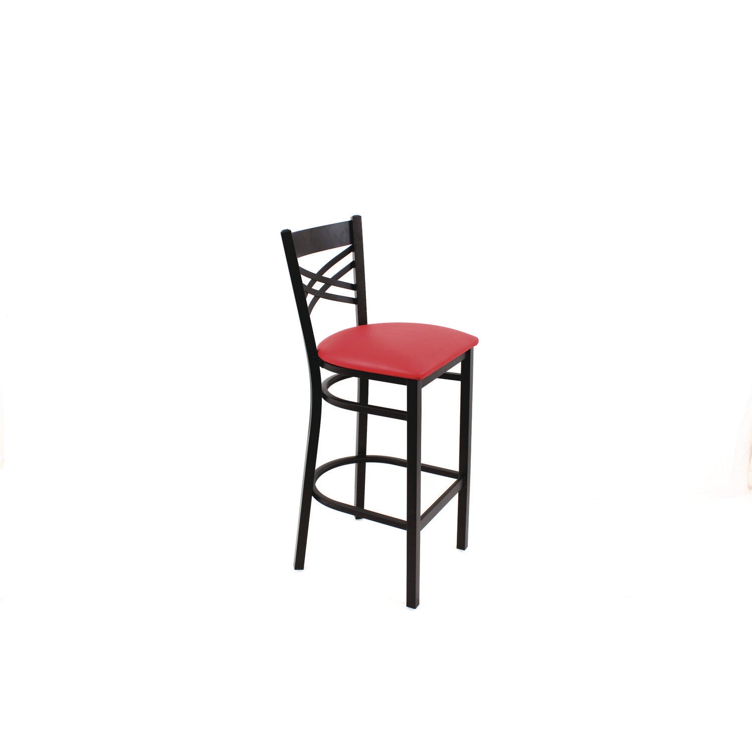 JMC Furniture X Series Barstool, Supports Up to 300 lb, 29.5" Seat Height, Red Seat, Black Back, Black Base