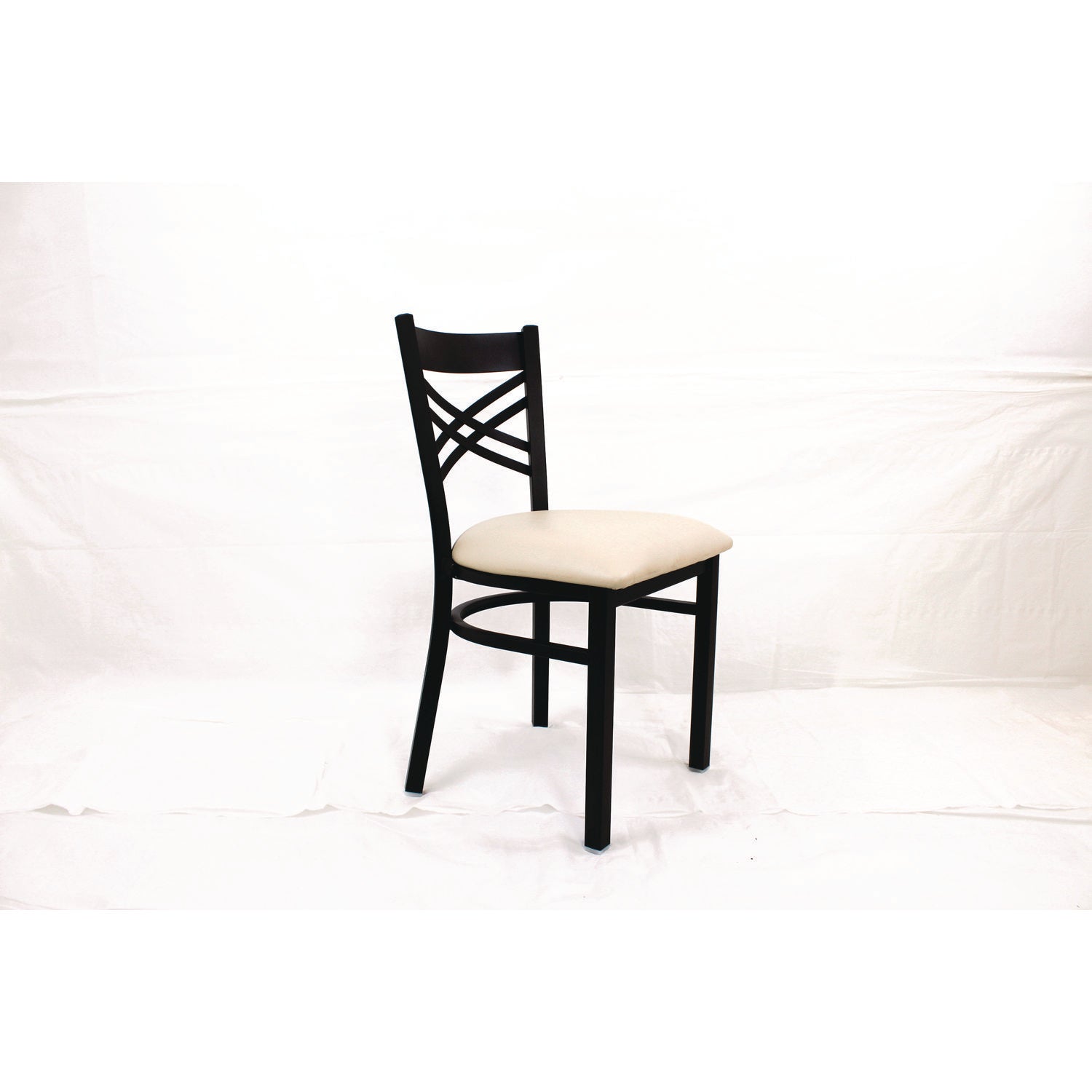 JMC Furniture X Series Chair, Supports Up to 300 lb, 18" Seat Height, Cream Seat, Black Back, Black Base