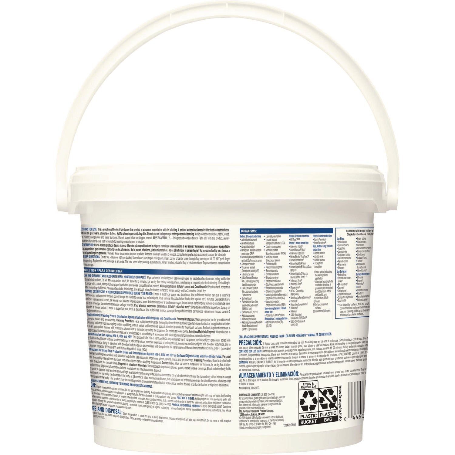 Clorox Healthcare® Bleach Germicidal Wipes, 1-Ply, 12 x 12, Unscented, White, 110/Bucket