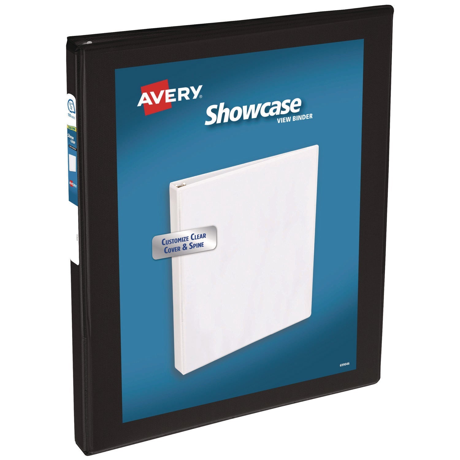 Avery® Showcase Economy View Binders with Slant Rings, 3 Rings, 0.5" Capacity, 11 x 8.5, Black