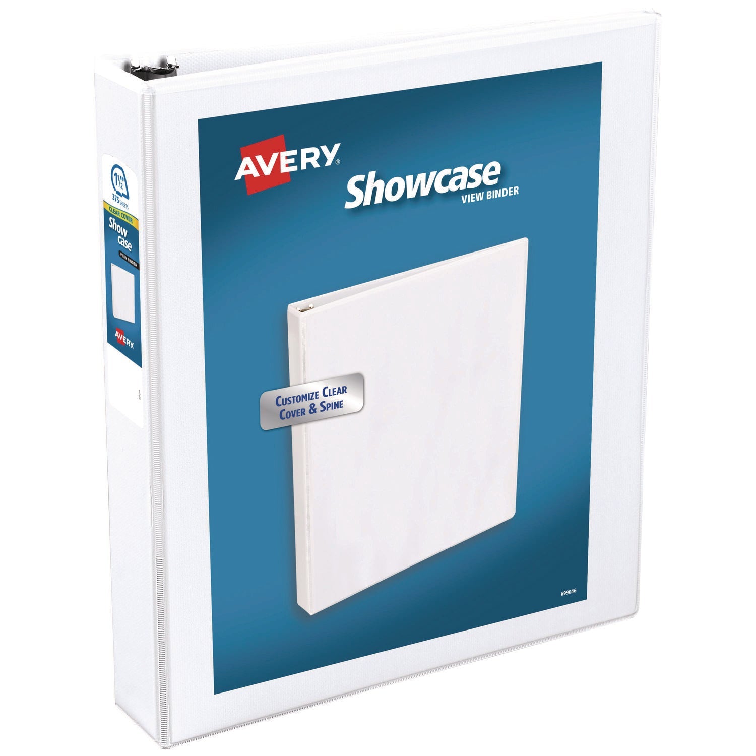 Avery® Showcase Economy View Binders with Slant Rings, 3 Rings, 1.5" Capacity, 11 x 8.5, White