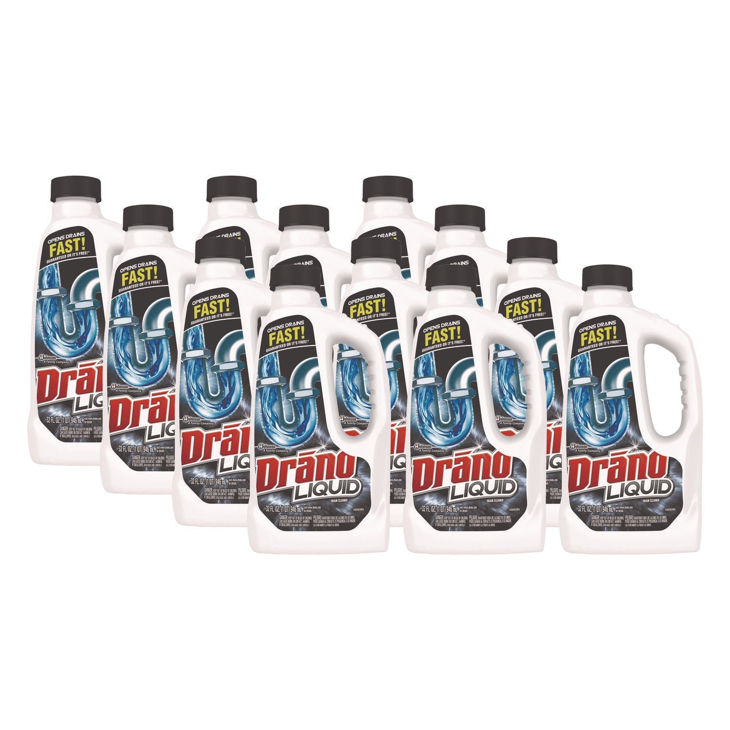 Drano® Liquid Drain Cleaner, 32 Oz Safety Cap Bottle, 12/carton