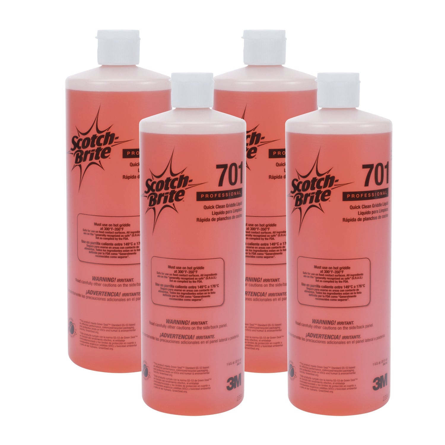 Scotch-Brite™ PROFESSIONAL Quick Clean Griddle Liquid, 1 Qt Bottle, 4/carton