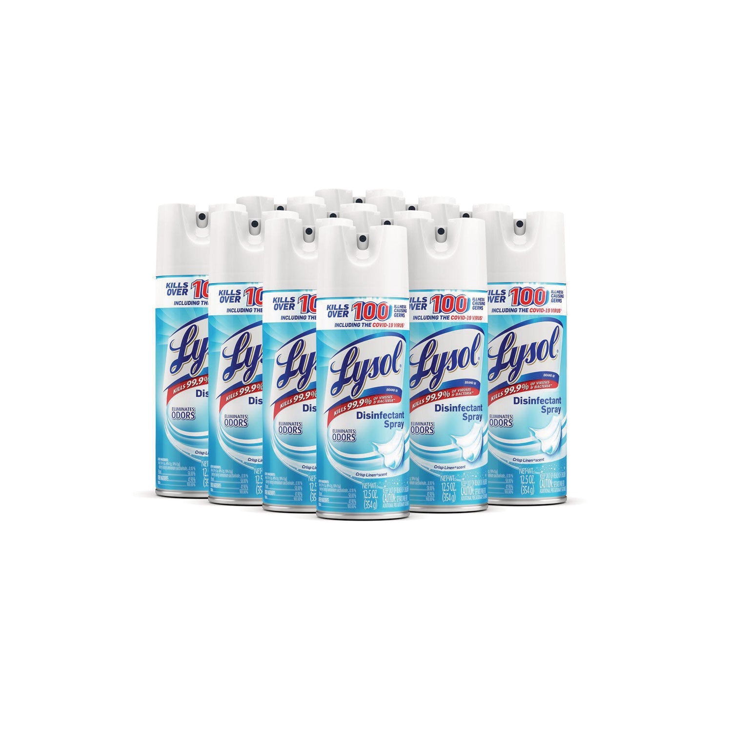 LYSOL® Brand Disinfectant Spray, Crisp Linen Scent, 12.5 Oz Aerosol Spray, 12/carton