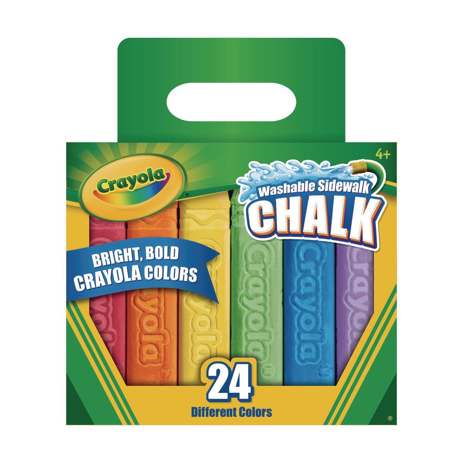 Crayola® Washable Sidewalk Chalk, Tropical Colors, 4.25" x 0.75 Diameter, Assorted, 24 Sticks/Set