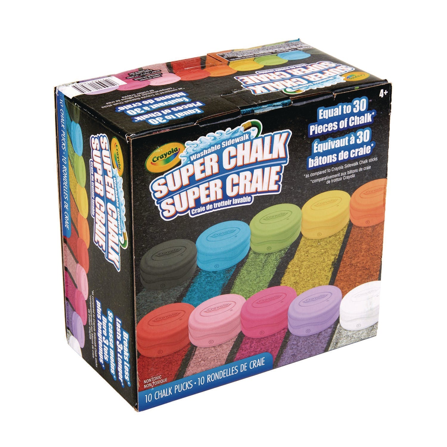 Crayola® Super Chalk, 1" x 2.8" Diameter, 10 Assorted Colors, 10 Pucks/Box