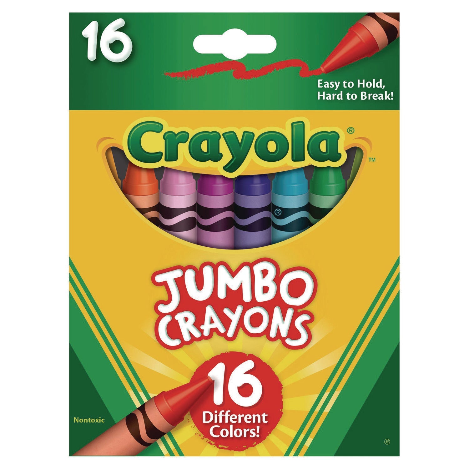 Crayola® Jumbo Crayons, Assorted, 16/box