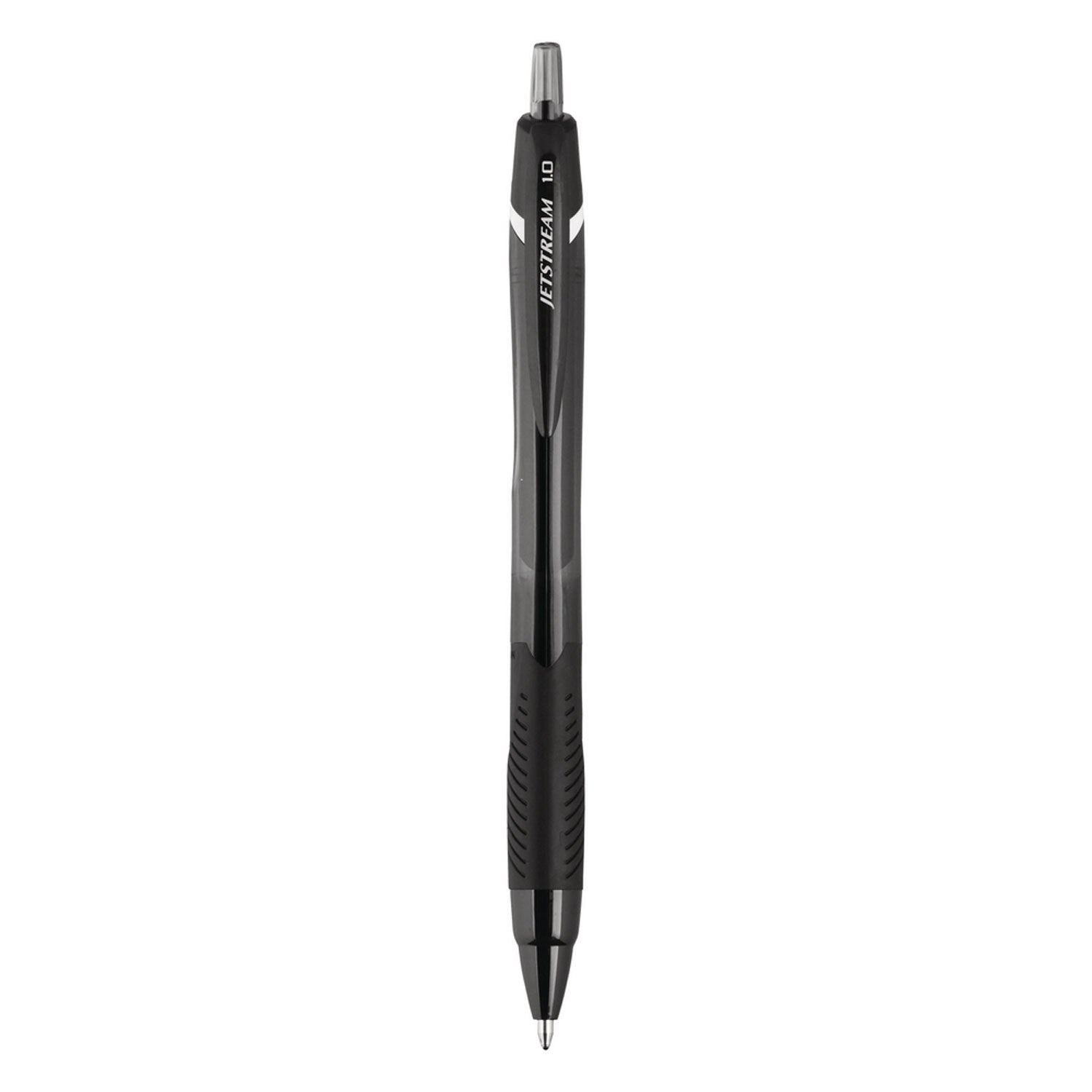 uniball® Jetstream Elements Hybrid Gel Pen, Retractable, Medium 1 mm, Black Ink, Translucent Black/Black Barrel, Dozen