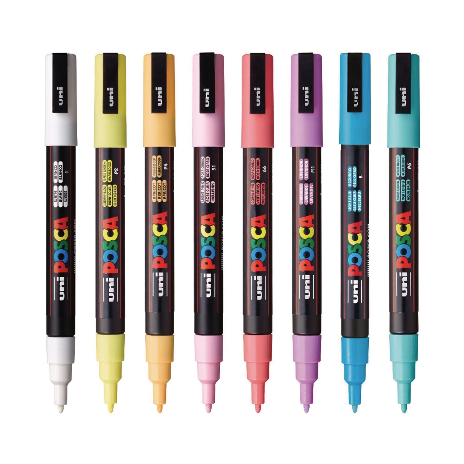 POSCA™ Water-Based Paint Markers, Fine Bullet Tip, 0.9 mm/1.3 mm, Assorted Colors, 8/Set
