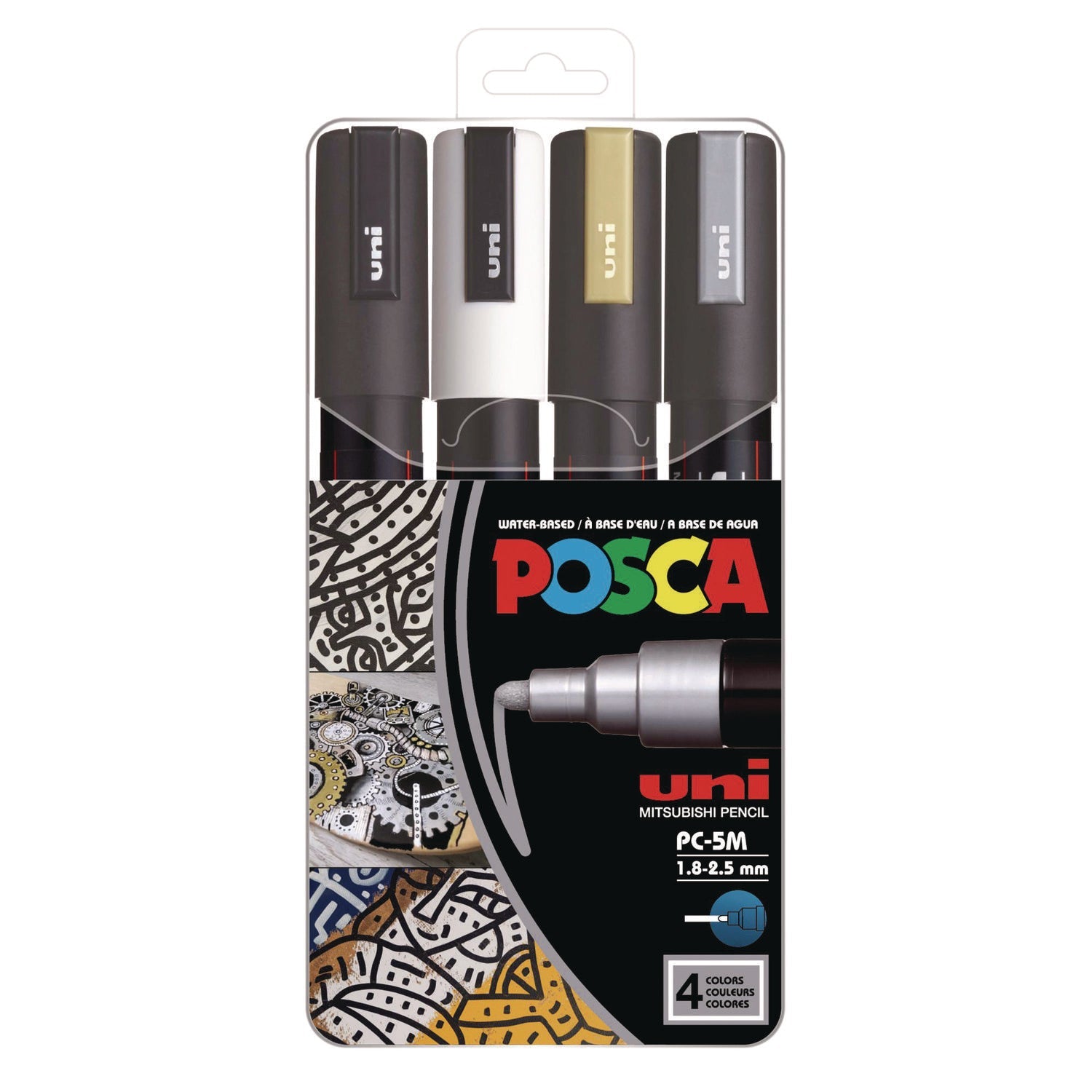 POSCA™ Water-Based Paint Markers, Medium Bullet Tip, Assorted Colors, 4/Set