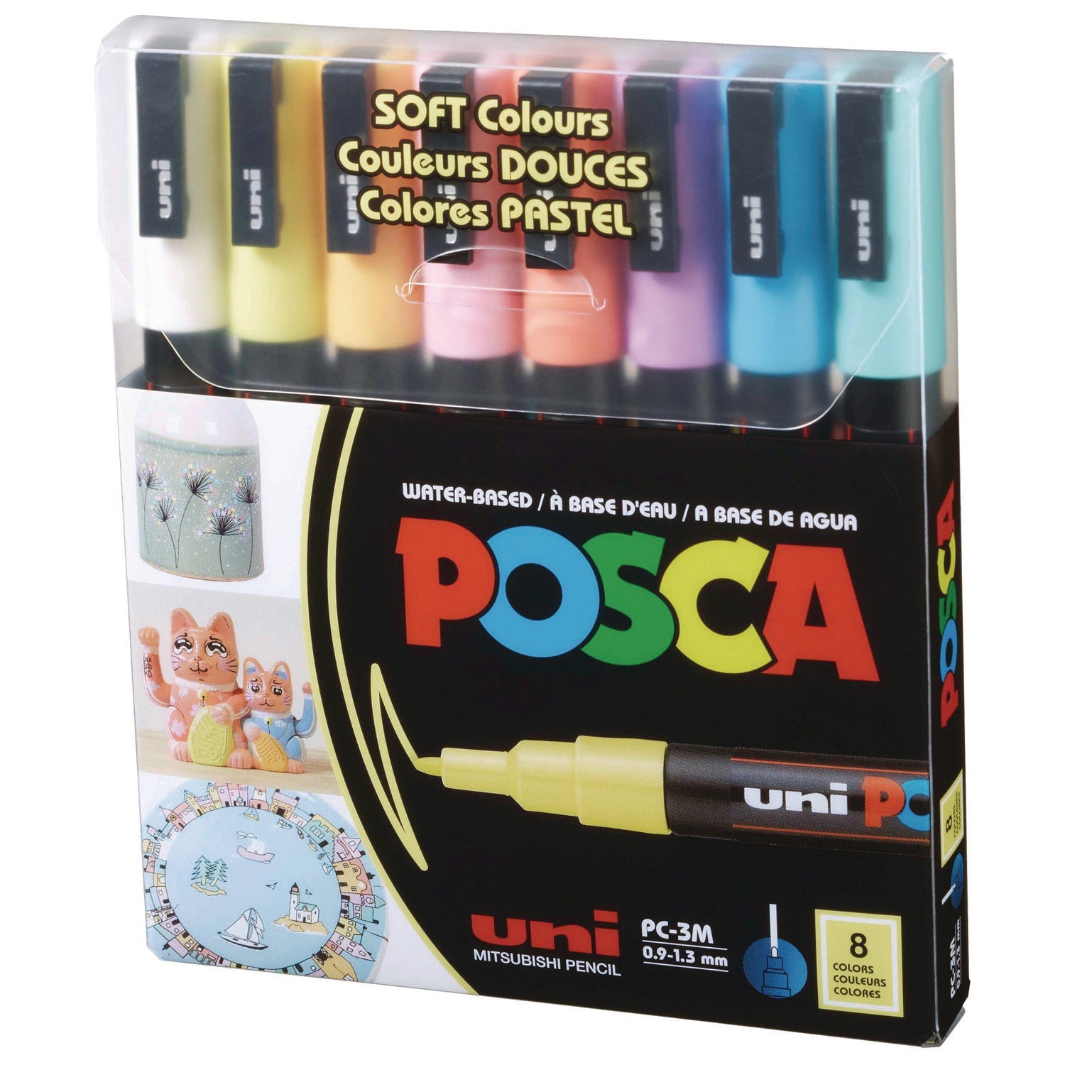 POSCA™ Water-Based Paint Markers, Fine Bullet Tip, 0.9 mm/1.3 mm, Assorted Colors, 8/Set