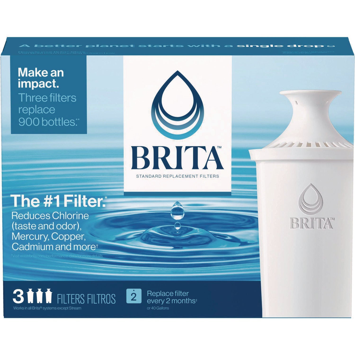 Brita® Replacement Water Filter for Pitchers, 3/Pack