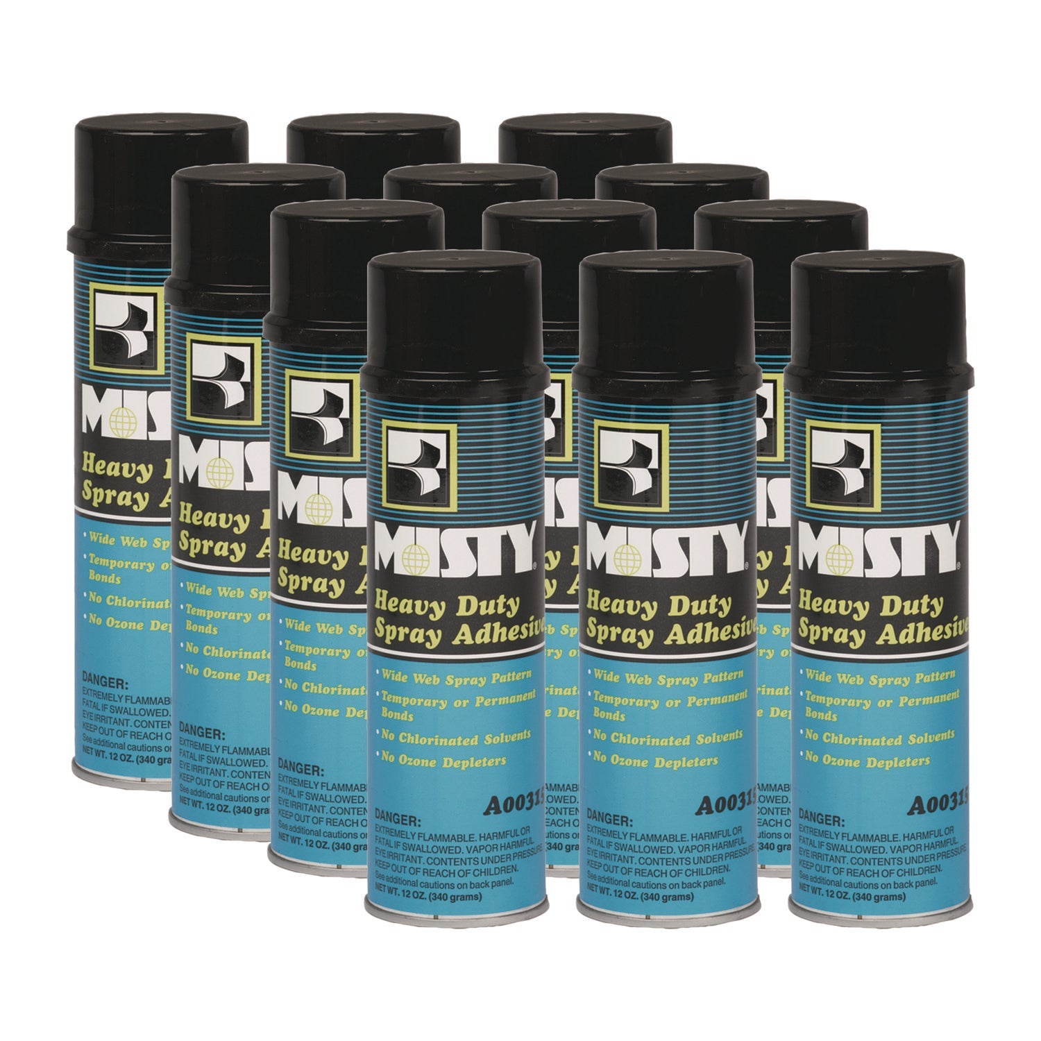 Misty® Heavy-Duty Adhesive Spray, 12 Oz, Dries Clear, 12/carton