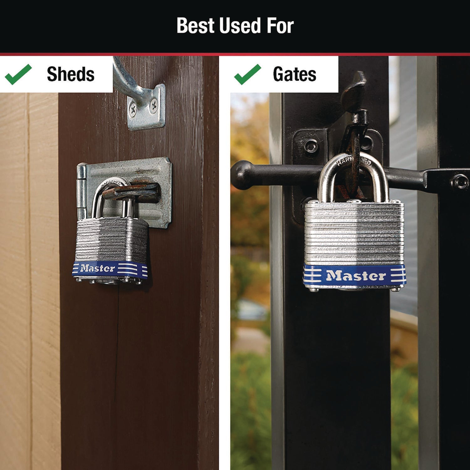 Master Lock® Four-Pin Tumbler Lock, Laminated Steel Body, 1.12" Wide, Silver/Blue, 2 Keys - Bloom Skins