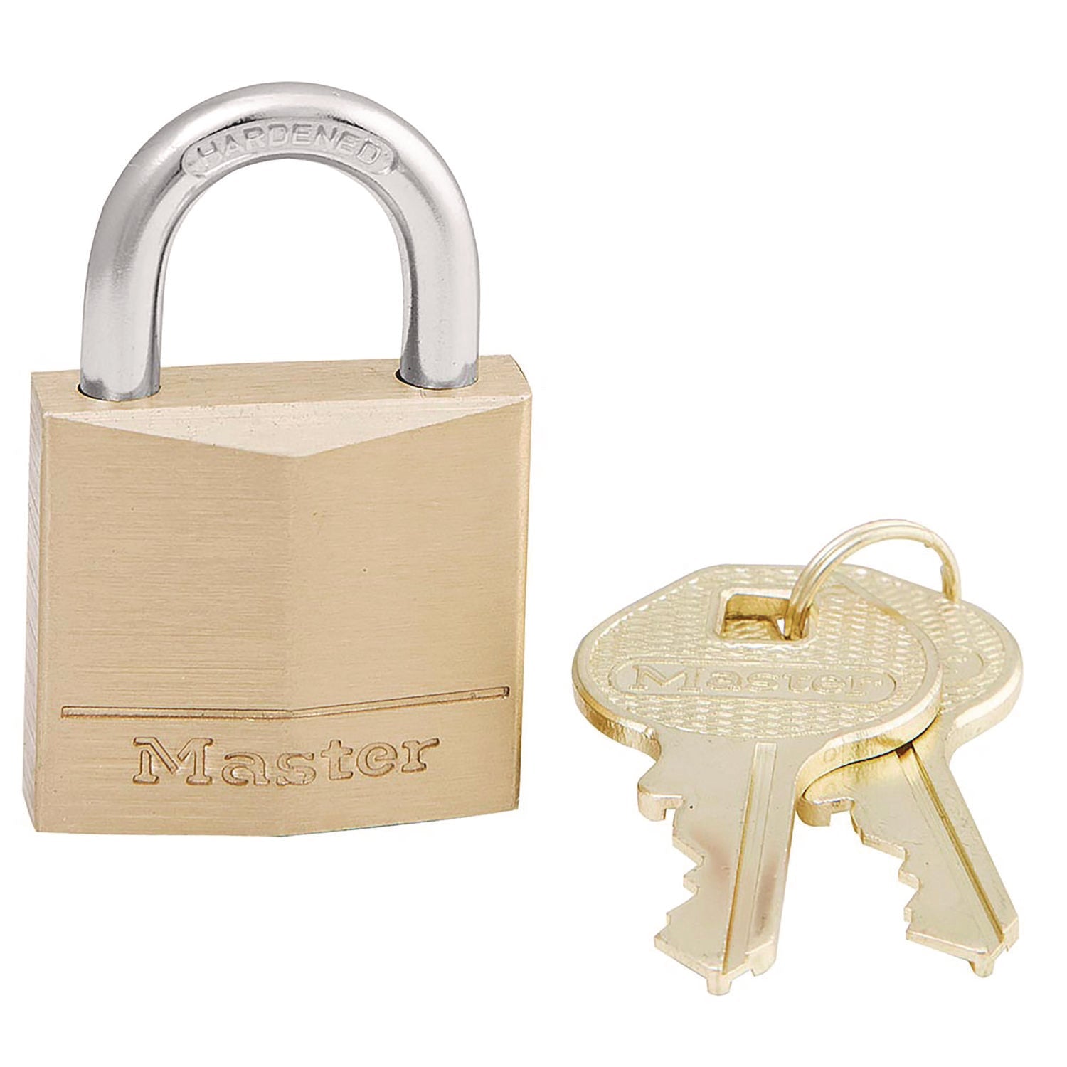 Master Lock® Three-Pin Brass Tumbler Locks, 0.75" Wide, 2 Locks and 2 Keys, 2/Pack