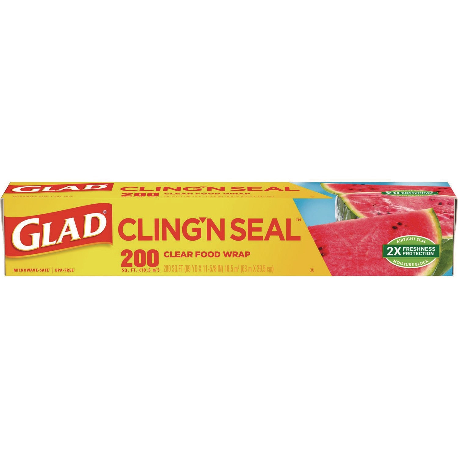 Glad® Cling'N Seal Plastic Food Wrap, 200 sq ft