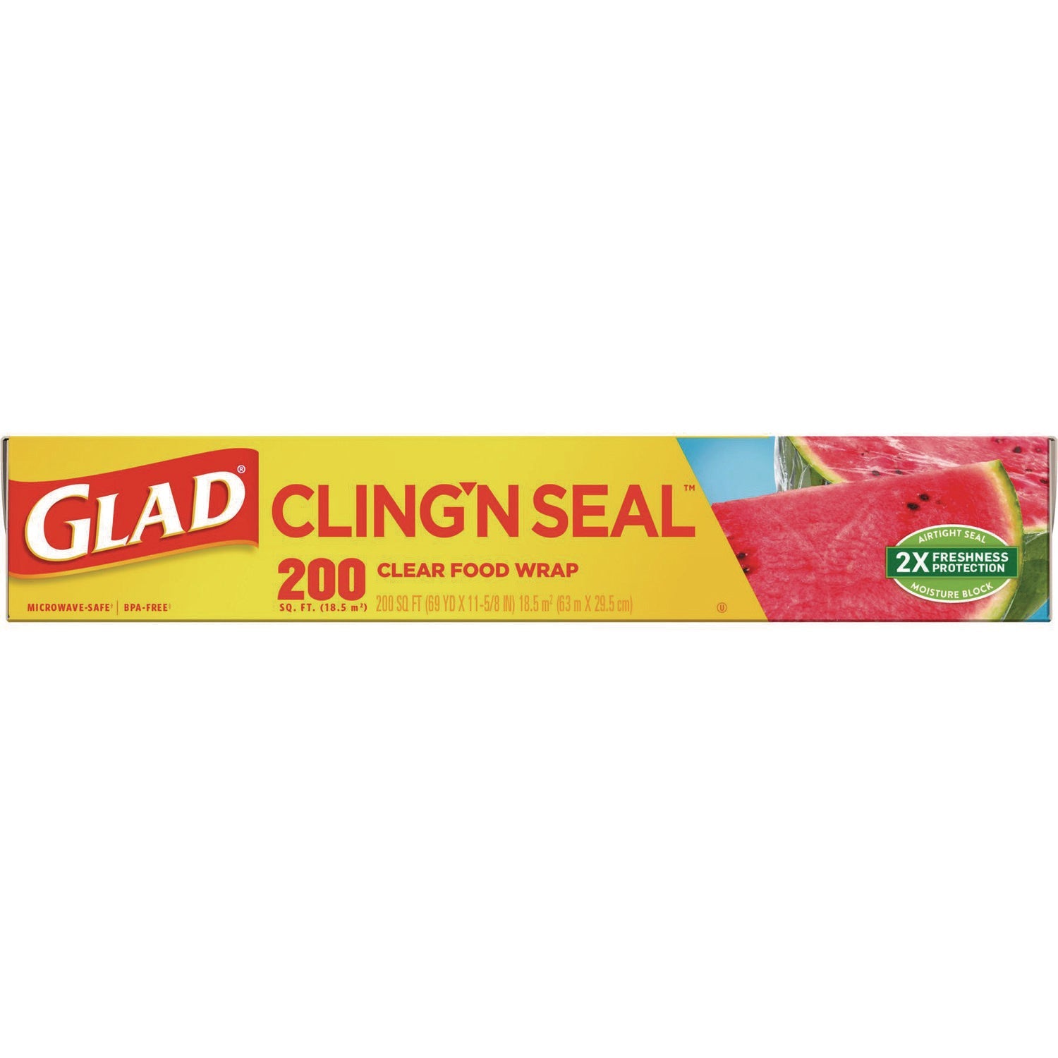 Glad® Cling'N Seal Plastic Food Wrap, 200 sq ft, 12 Rolls/Carton