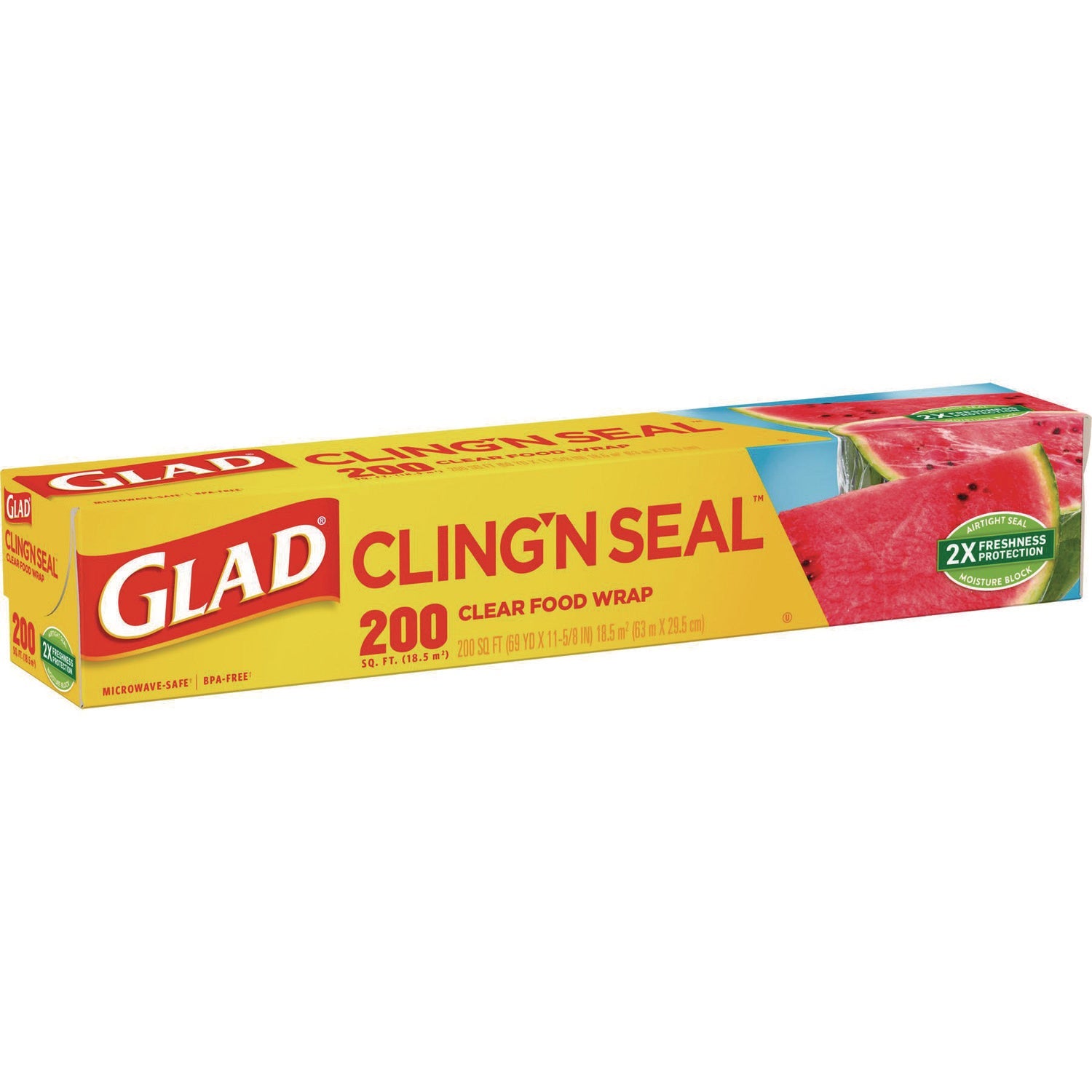 Glad® Cling'N Seal Plastic Food Wrap, 200 sq ft, 12 Rolls/Carton