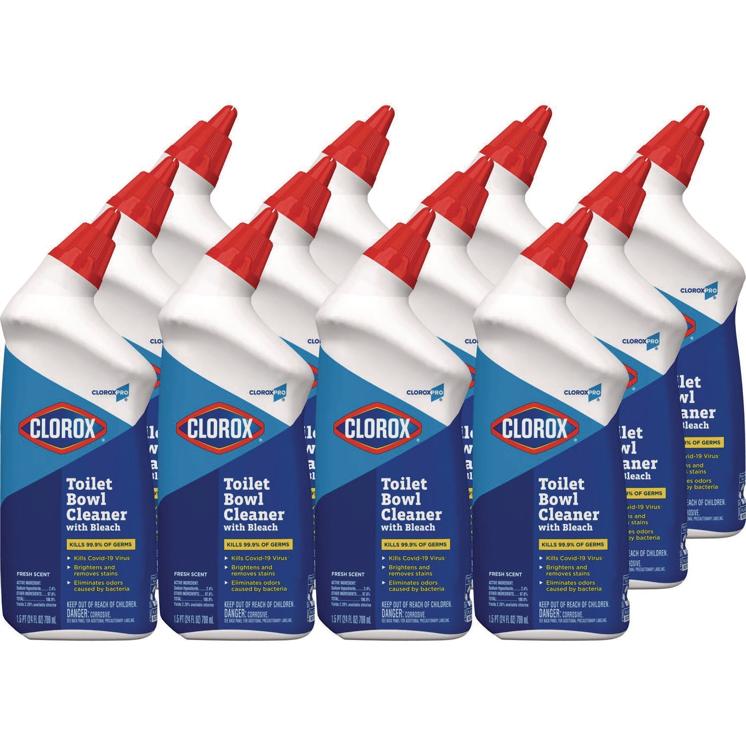 Clorox® Toilet Bowl Cleaner With Bleach, Fresh Scent, 24 Oz Bottle, 12/carton