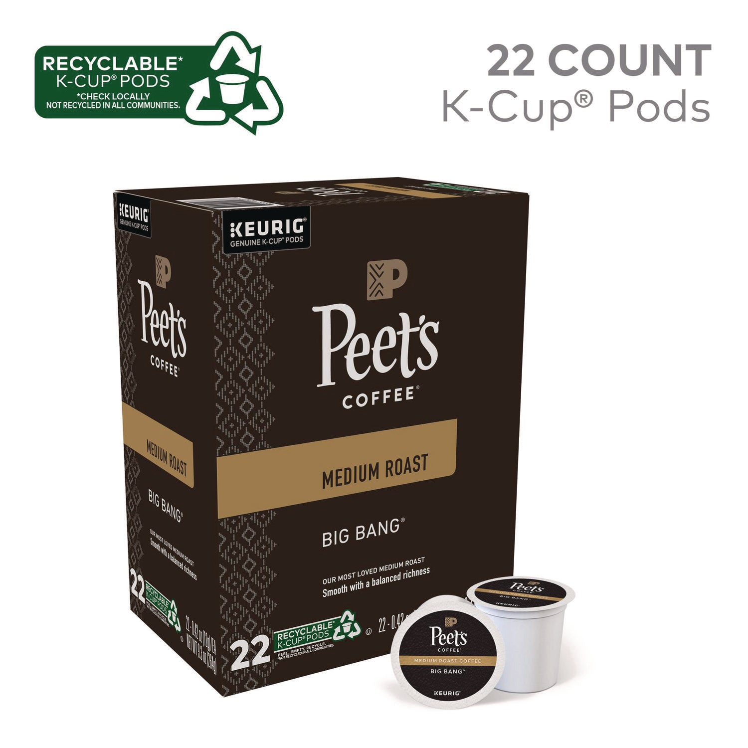 Peet's Coffee & Tea® Big Bang K-Cups, 22/Box