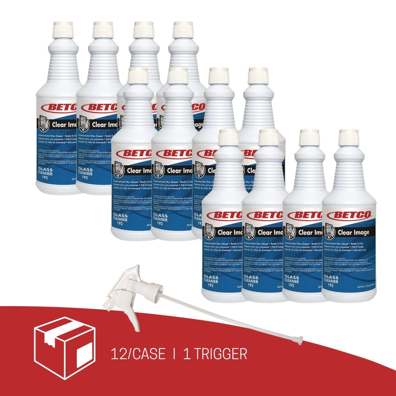 Betco® Clear Image Glass and Surface Cleaner, Rain Fresh Scent, 32 oz Bottle, 12/Carton - Bloom Skins