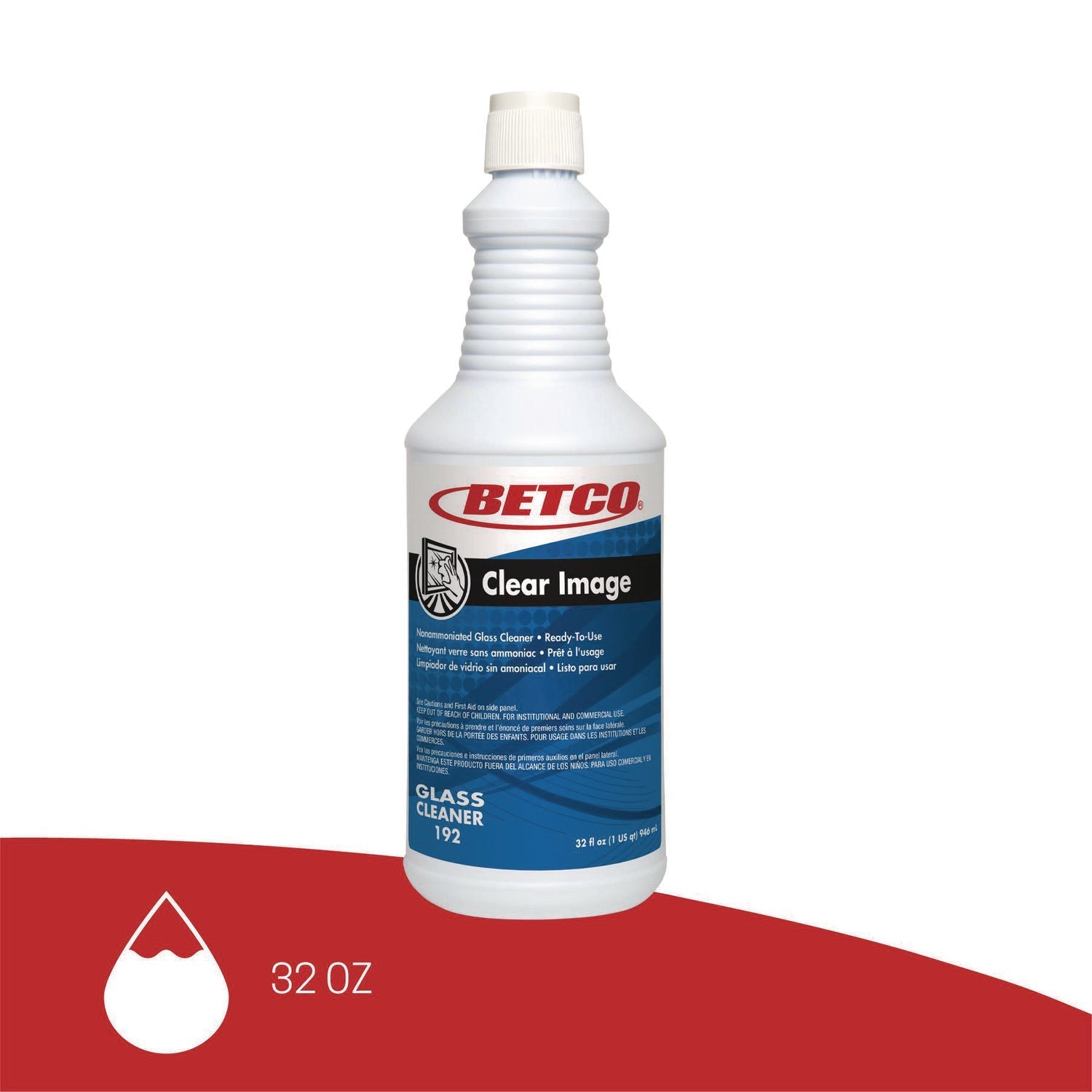 Betco® Clear Image Glass and Surface Cleaner, Rain Fresh Scent, 32 oz Bottle, 12/Carton