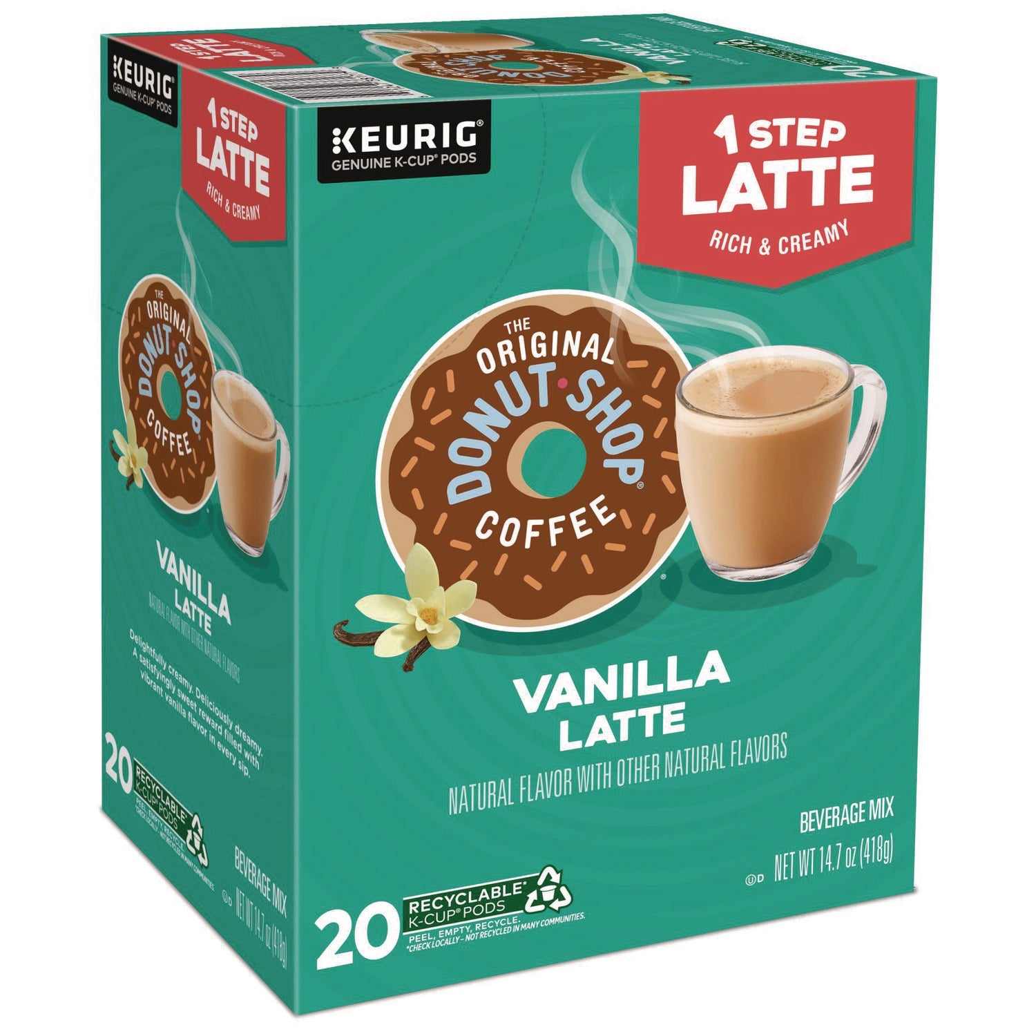The Original Donut Shop® Vanilla One Step Latte K-Cup, 20/Box