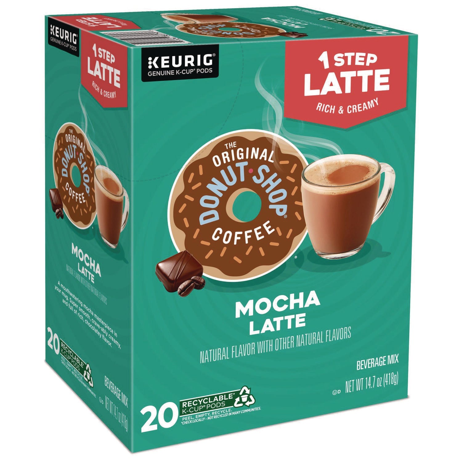 The Original Donut Shop® Mocha One Step Latte K-Cup, Vanilla, 20/Box