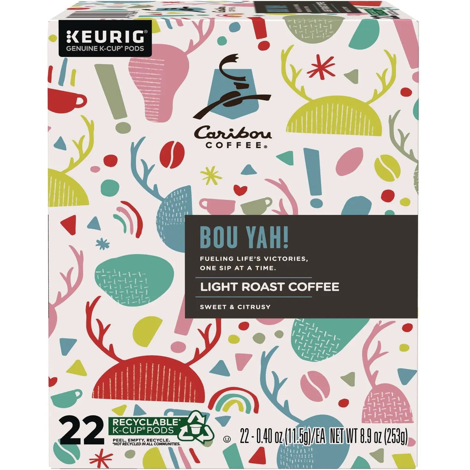 Caribou Coffee® BOU YAH K-Cup Pods, Light Roast, 22/Box