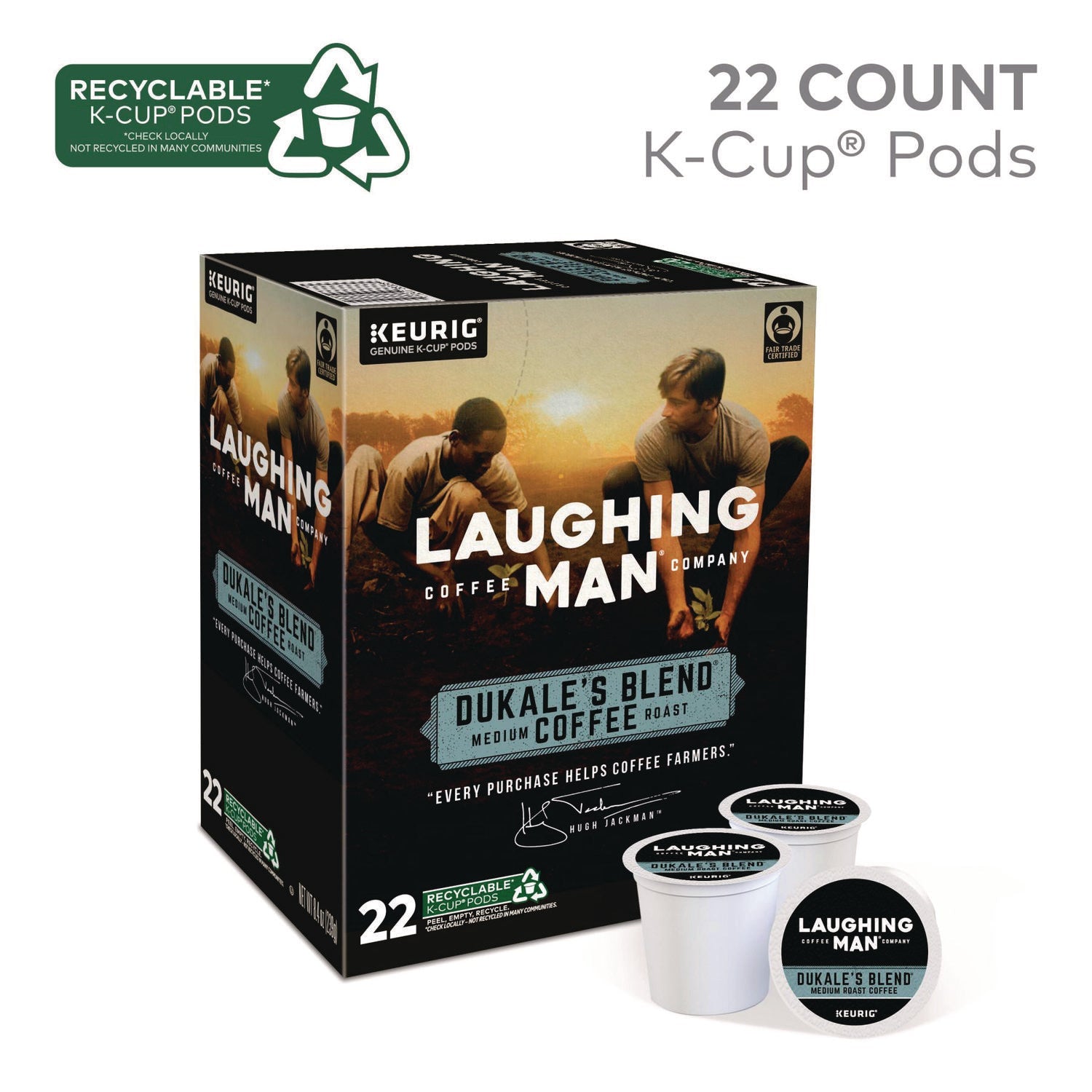 Laughing Man® Coffee Company Dukale's Blend K-Cup Pods, 22/box
