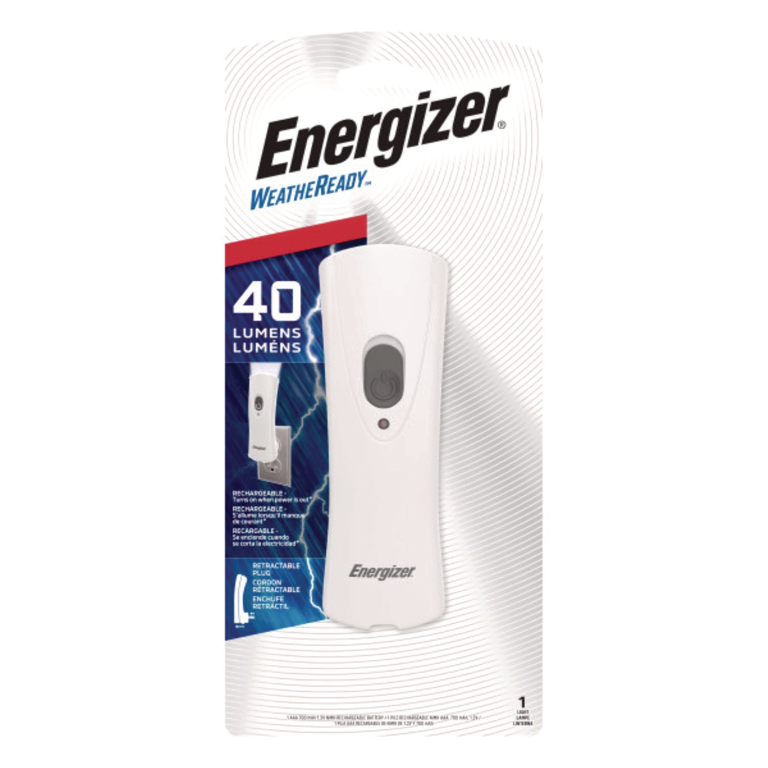 Energizer® Weather Ready Led Flashlight, 1 Nimh Rechargeable Battery (included), Silver/gray