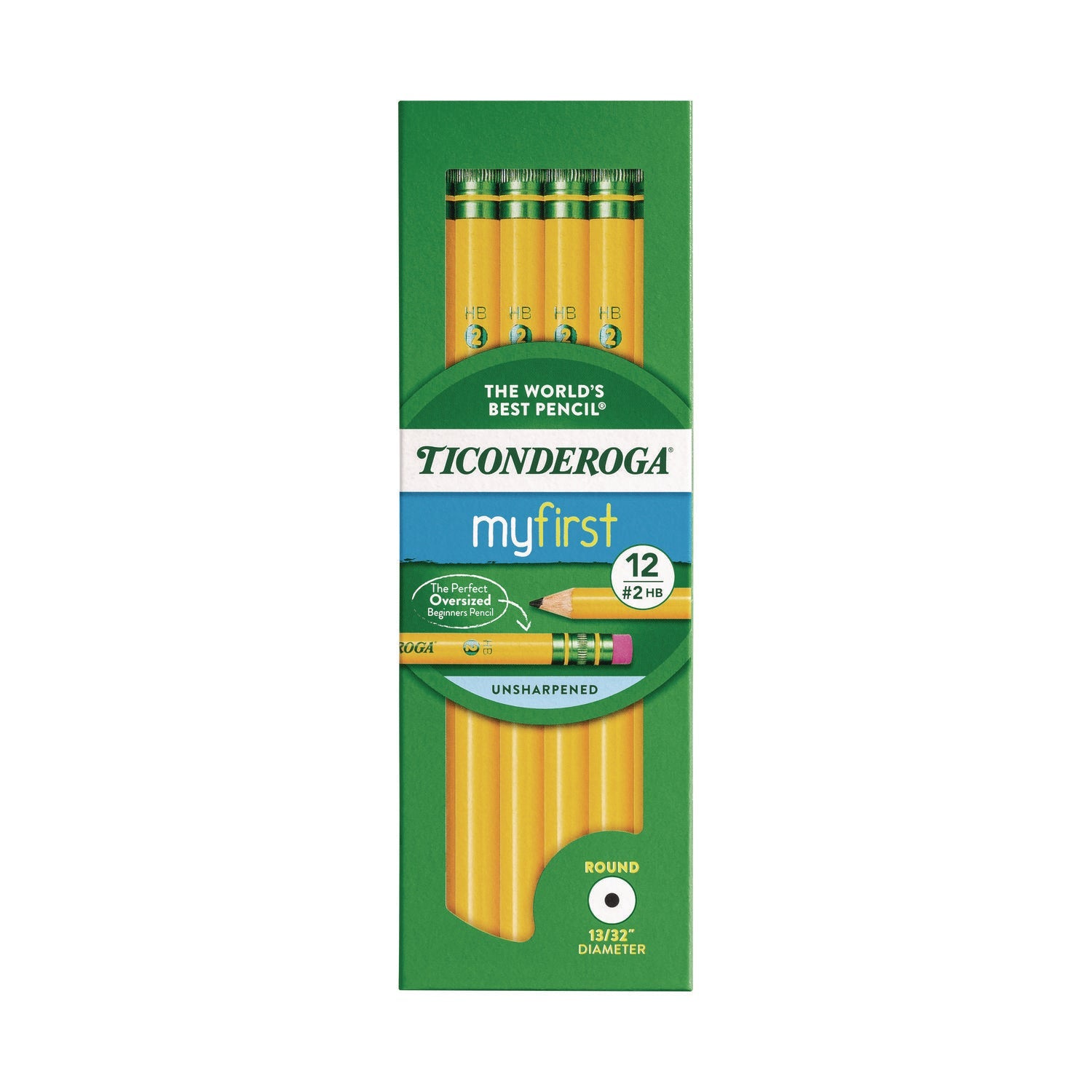 Dixon® Ticonderoga Beginners Woodcase Pencil with Eraser and Microban, HB (#2), Black Lead, Yellow Barrel, 12/Pack - Bloom Skins